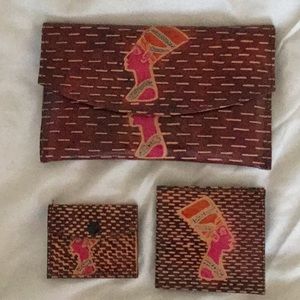 Real leather African clutch/wallet set.